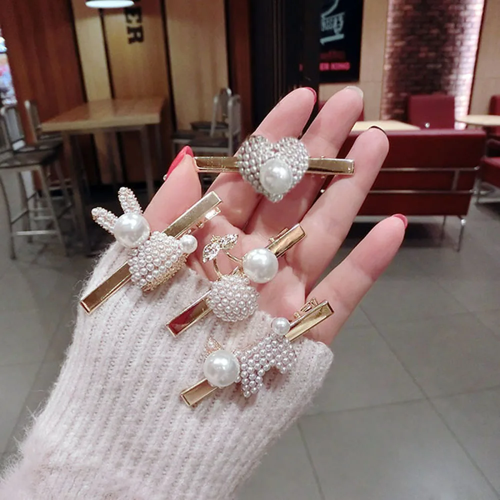 Модные имитация шпильки с жемчугом милый Вишневый любимый кролик медведь