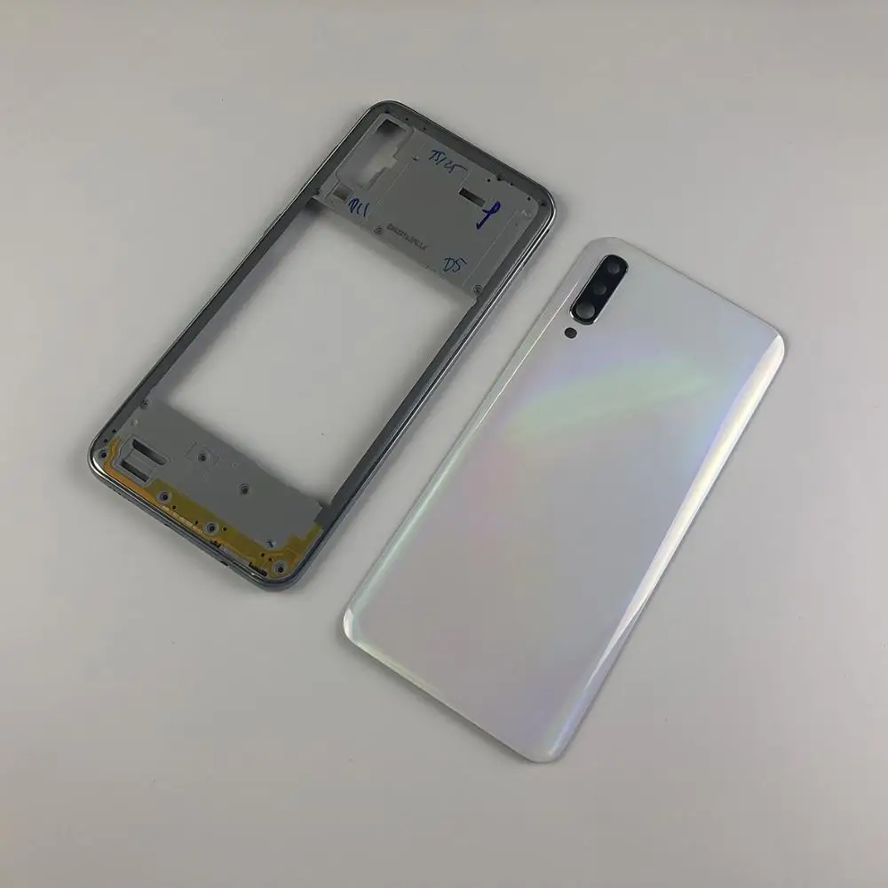 Для samsung Galaxy A50 A505 A505F A505DS корпус средняя рамка Крышка+ задняя крышка батареи задняя крышка+ крышка объектива камеры+ логотип