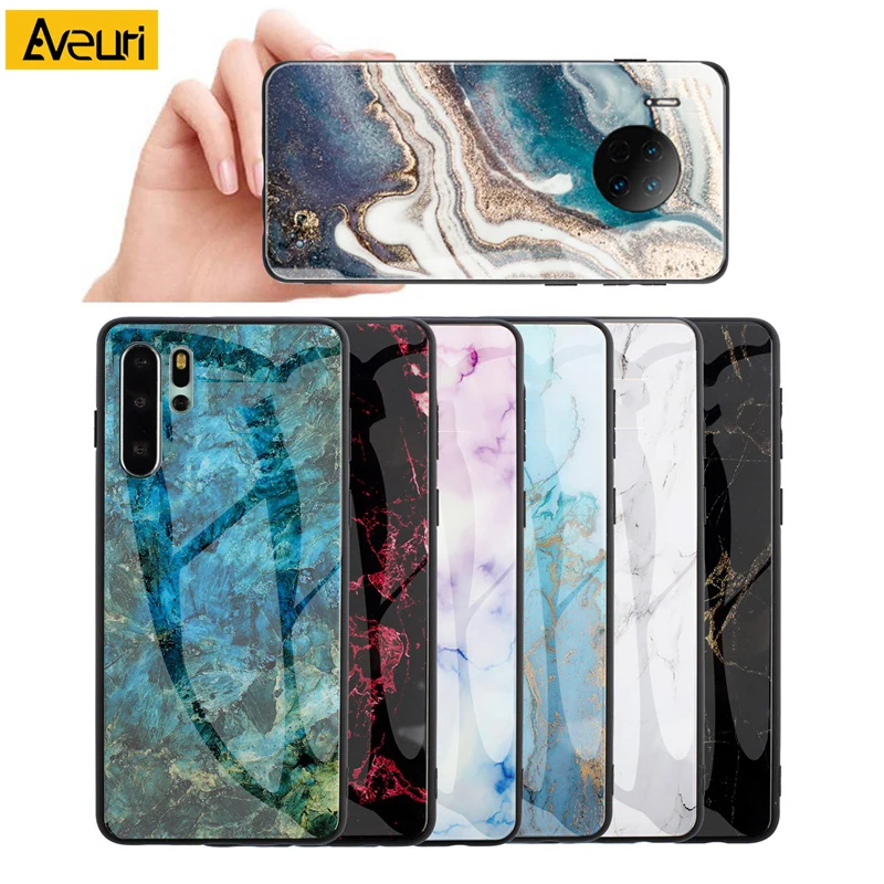 Роскошный чехол для телефона с мраморным стеклом Huawei P10 P20 Lite P30 P40 Nova 2i 2 3 i 3i 5T Mate 10 20