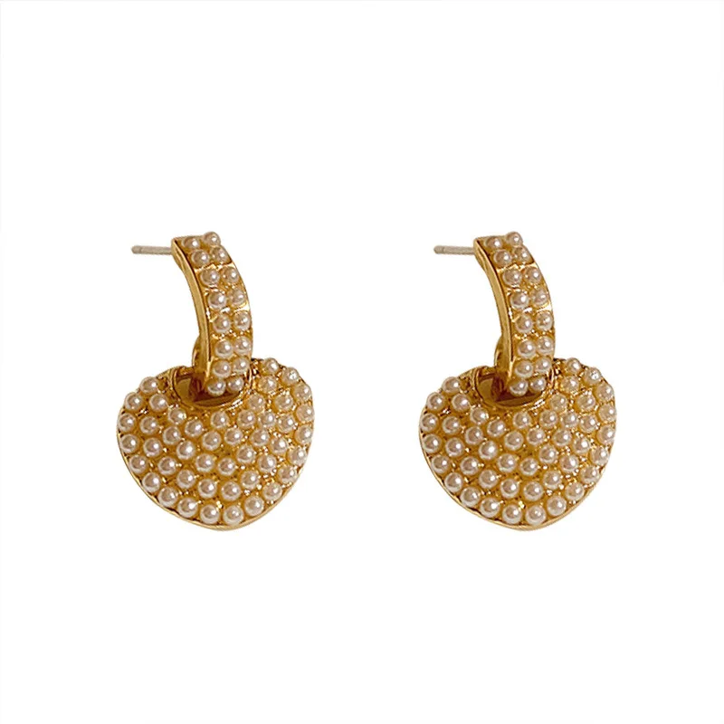 

Origin Summer Korean Style Simulated Pearl Love Heart C Shape Hoop Earrings for Women Romantic Splice Earrings Party Jewelry