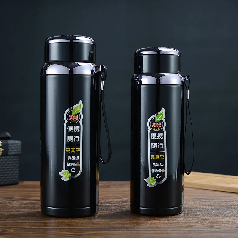 

800ml stainless steel large capacity vacuum flask business cup outdoor portable with rope insulation travel pot car water bottle