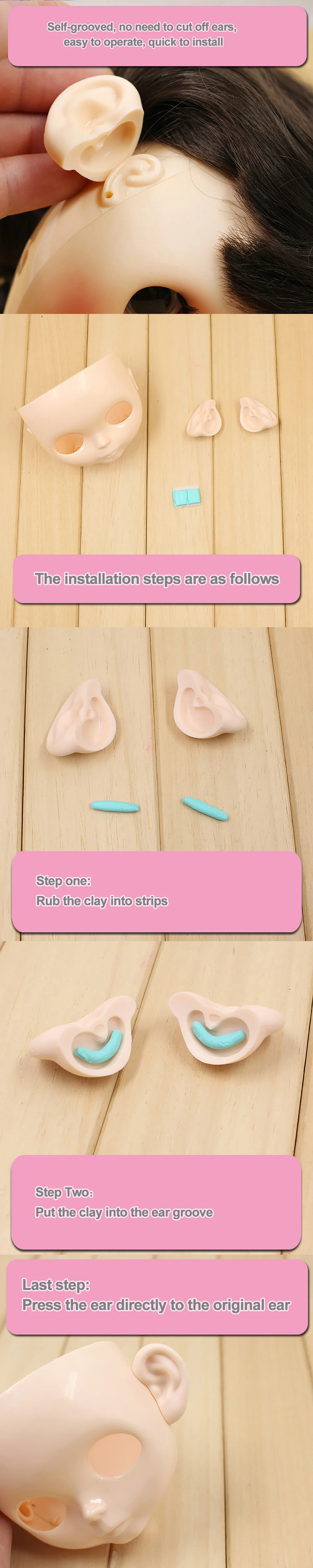 ICY blyth кукла ледяные игрушки уши для пользовательских DIY, не нужно резать оригинальные уши
