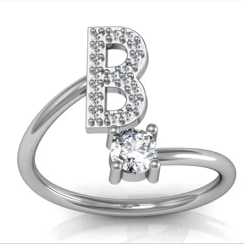 

The new 26-letter english-style diamond-encrusted ring student fashion creative minimalist combination with an open ring A