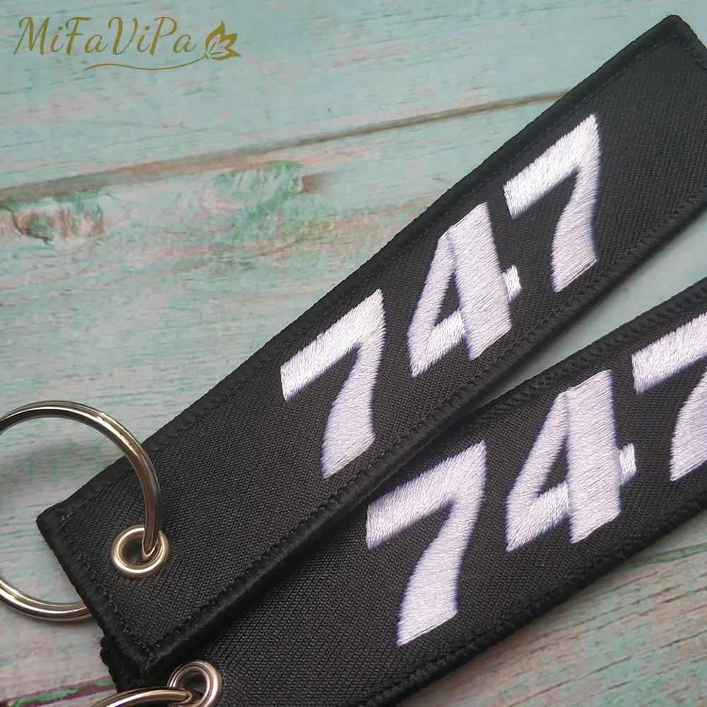 MiFaViPa Black White Boeing 747 Fashion Trinket Keychain Strap Embroidery Aviation Key Chain for Men Gift Luggage Tag Keyrings | Украшения