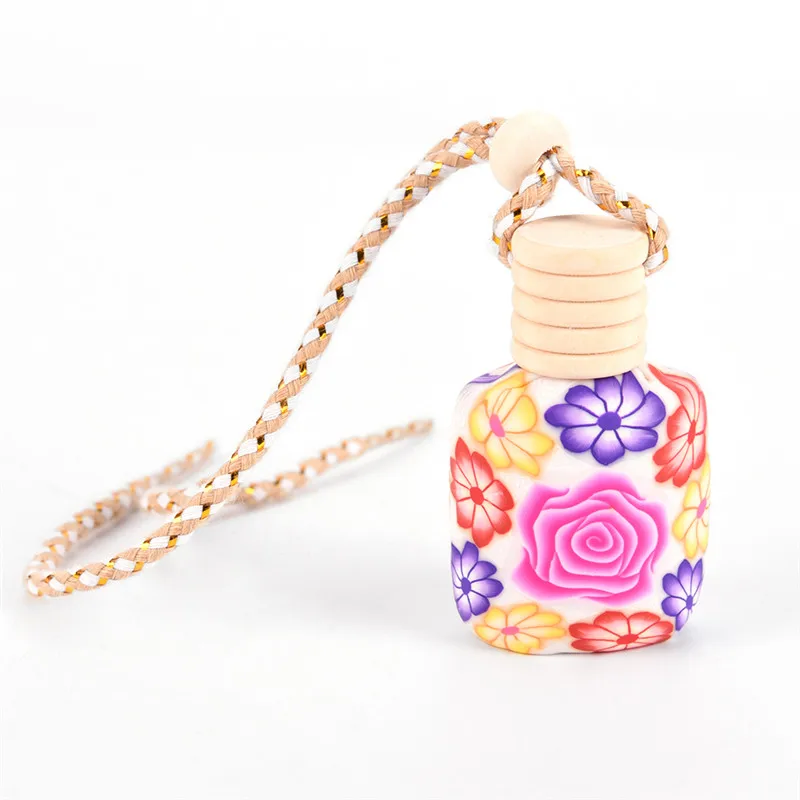 

1Pcs Art Printed Hanging Car Air Freshener Perfume Diffuser Fragrance Bottle Pottery Perfume Empty Bottle