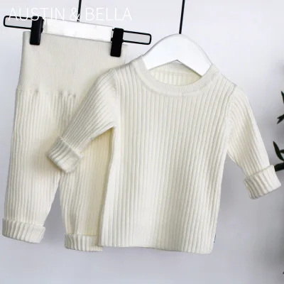 2021 Spring New 6M-4T Winter Baby Girl Clothes Set Knitted Boys Sweaters+pants 2pcs Kids Clothing Girls Cotton Suits | Детская одежда и