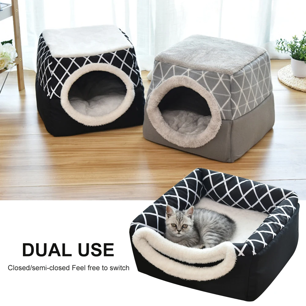 Pet Cat Dog Nest двойного назначения теплый мягкий спальный коврик для домашних