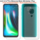 Для Motorola Moto G9 India  Play 1 комплект = мягкая задняя углепластиковая пленка + ультратонкое закаленное стекло премиум-класса для переднего экрана