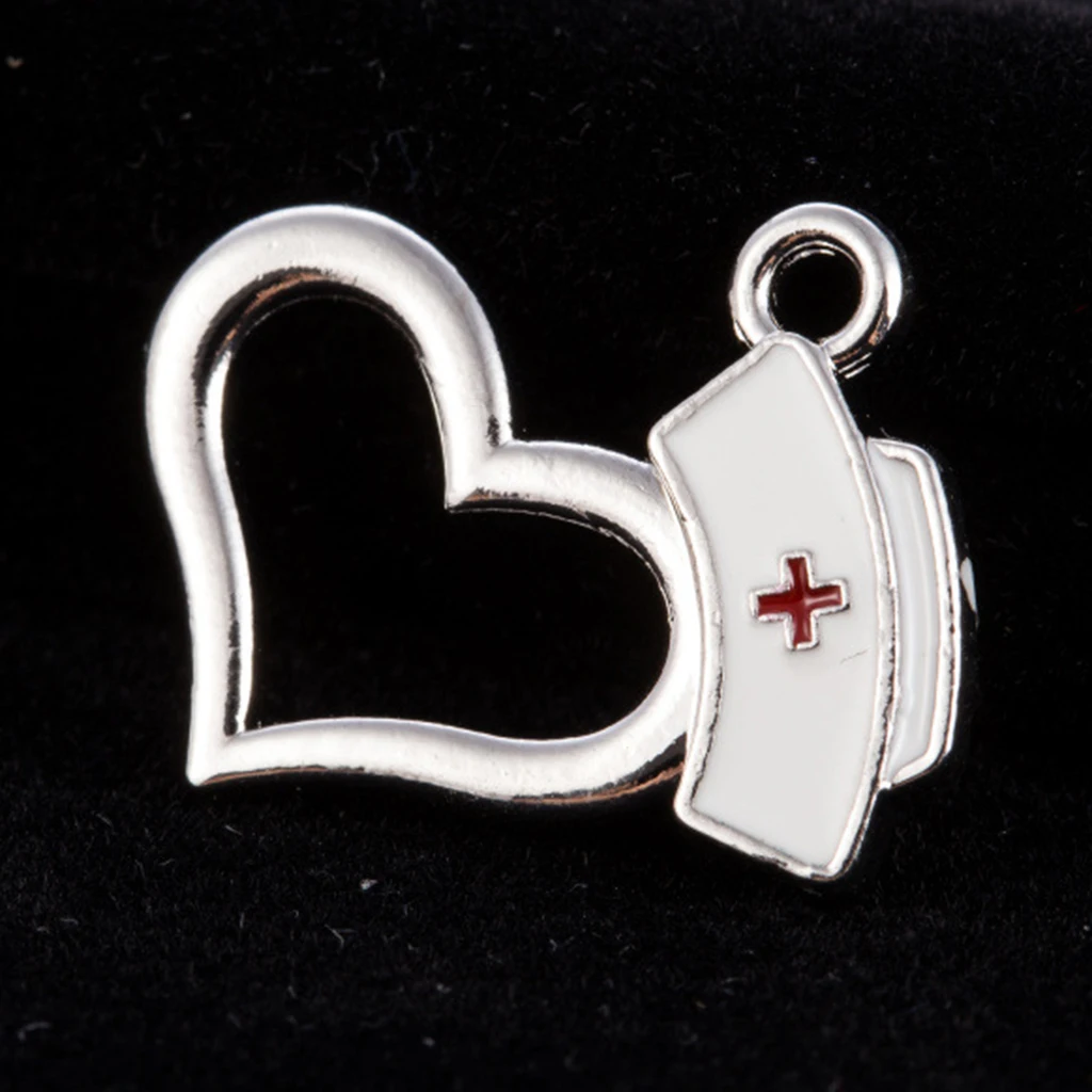 

10pcs Nurse Pendant Charms Beads Charms Heart Design for DIY