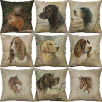 cotton 18 animal home horse pillows case printing linen dog cover decor