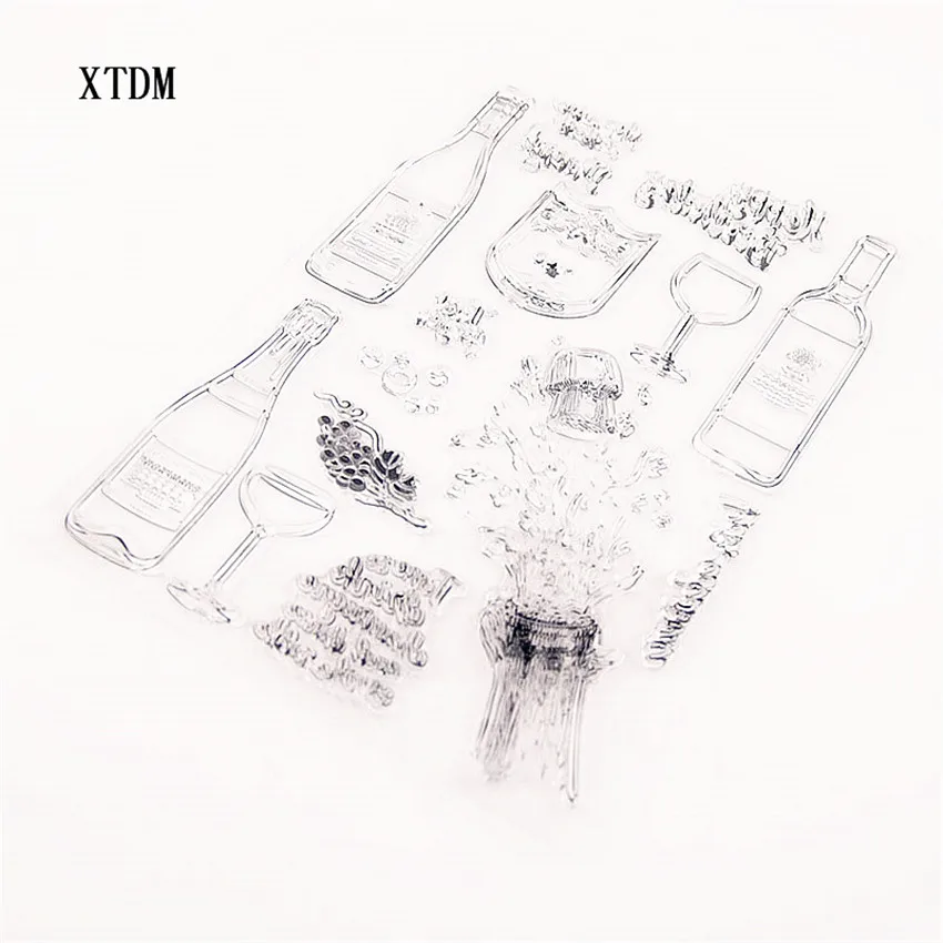 Горячая продажа бутылка для вина Алфавит Прозрачный штамп/силиконовый валик