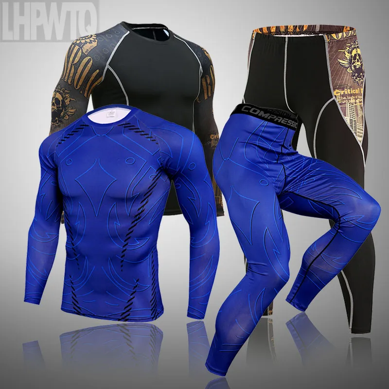Мужской компрессионный комплект Rashguard леггинсы футболка спортивный костюм