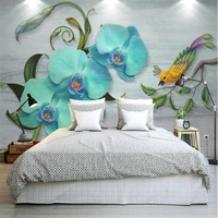 milofi customized large 3d wallpaper mural hd hand painted butterfly orchid bird background wall copyright picture