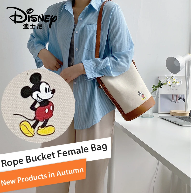 

2020 New Disney Shoulder Bag Fashion All-match Messenger Bag Female Mickey Handbag Casual Bucket Bag Female