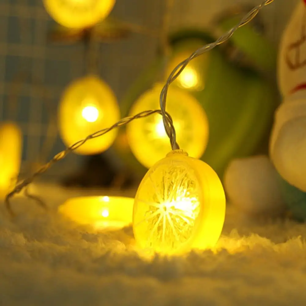 Лимонная гирлянда венок, подвесная лампа, украшения, рождественские украшения, светодиодные новогодние гирлянды, гирлянда, 1,5 / 3/6 м, с батарейным питанием