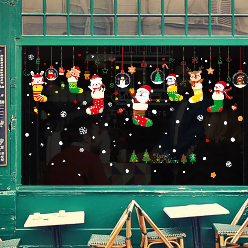 

Christmas Window Stickers Merry Christmas Decor For Home Xmas Wall Sticker Kids Room Wall Decals New Year Stickers Navidad