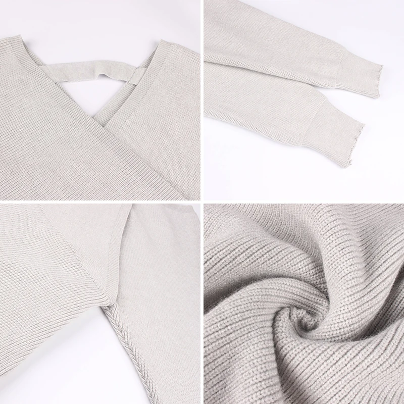 

Autumn Winter Knitted Dress V Neck Long Sleeve Office Lady Short Sweater Dress with Sashes Slim Casual Mini Dress for Female