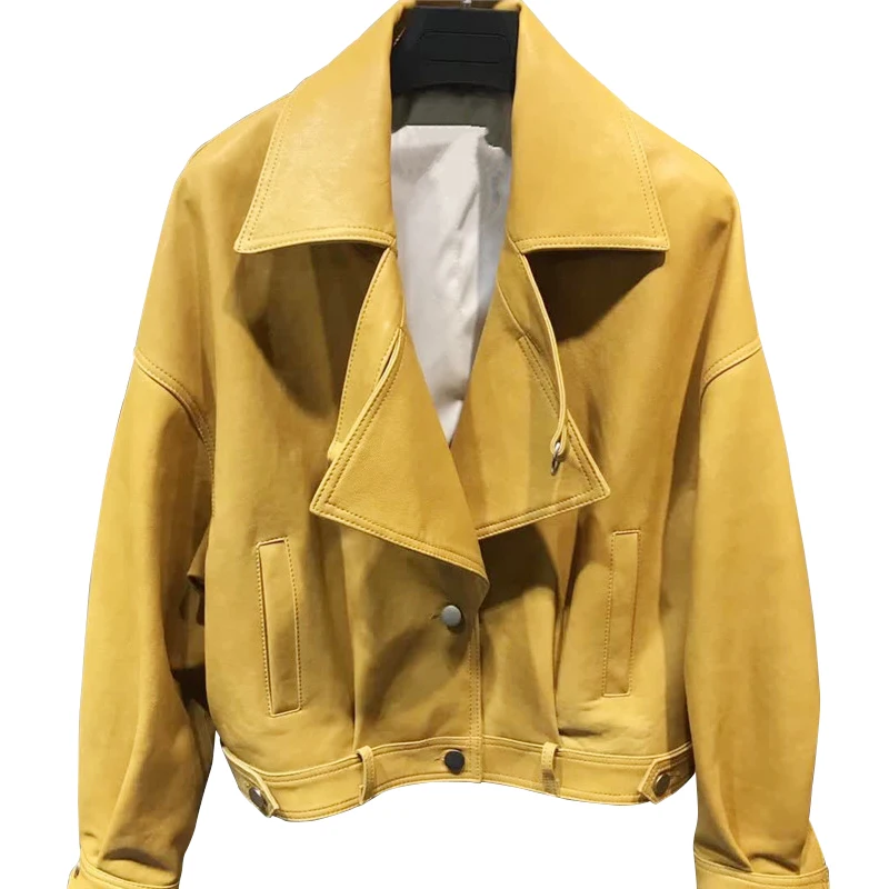 Женская Осенняя куртка из натуральной кожи модная брендовая стильная