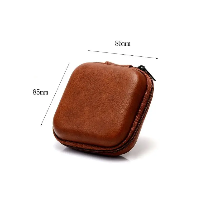 USB Data Cable Storage Bag Leather Earphone Headset Cover Protector Mini Portable Zipper Headphone Case Earbuds Pouch