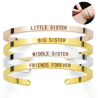 fashion simple cuff bracelet engraved words little sister middle sister big sister bracelet for friends sisters gifts
