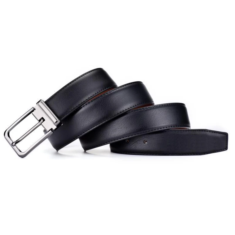 

Cowhide Genuine Leather Belts High Quality Men Pin Buckle Jeans Waist Belt Male Black Brown Two Sides Color Belt Ceinture Homme