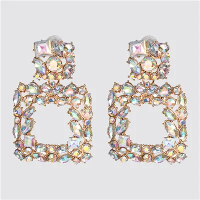 JURAN ZA, новая мода, геометрические висячие серьги с кристаллами,, Boho, ручной работы, висячие серьги для женщин, ювелирное изделие, подарок - Окраска металла: 52231-AB