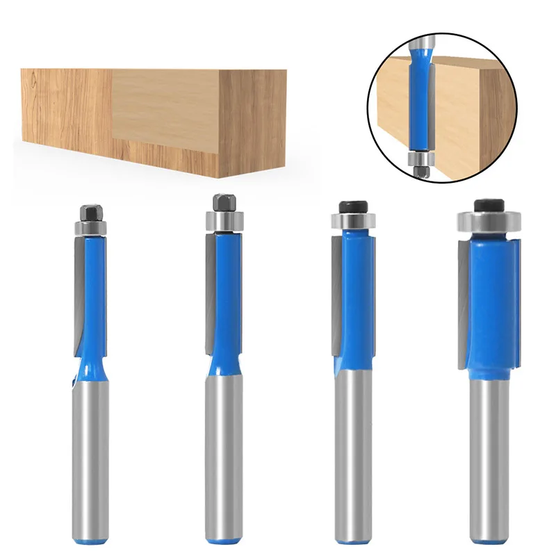 

4pcs 8mm Shank Flush Trim Bits Set Top End Bearing Router Bit Set Milling Bits for Woodworking Tool
