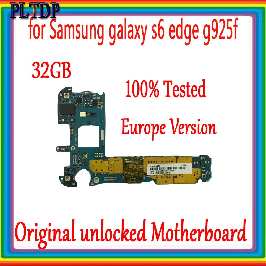 Оригинальная разблокированная материнская плата 32 ГБ для Samsung Galaxy S6 edge G925F