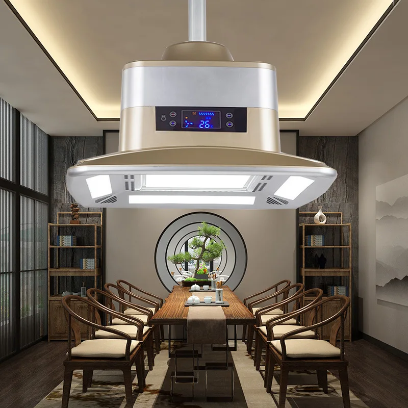 

LED Air Purification Ceiling Fan Light Smoking Invisible Fan Study Mahjong Hall Lift LCD Chess Room Ceiling Fan with Light