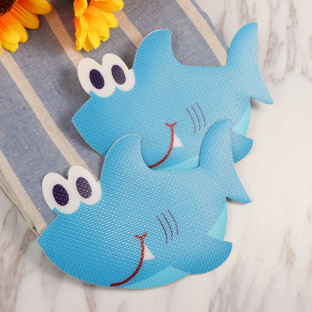 

5pcs Bath Tub Non Safety Treads Sticker Shark Shaped Bathroom Applique Decal (Blue)