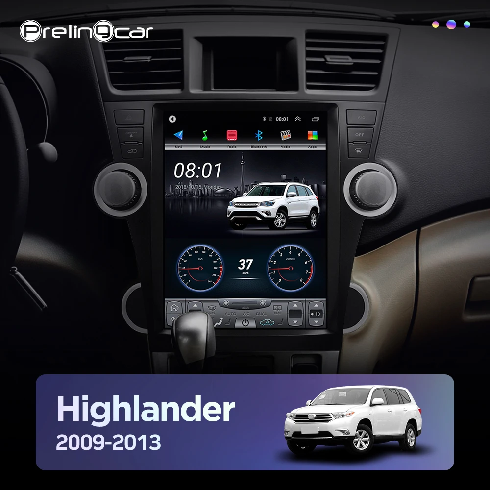 Мультимедийный видеоплеер для Toyota Highlander 12 1 9 с вертикальным экраном 2009 дюйма 4G Lte