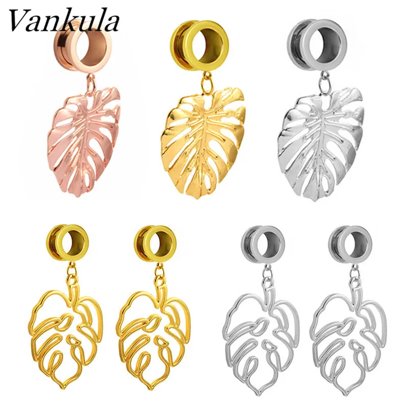 Vankula 2 шт. лист Висячие ушные затычки туннели 316L из нержавеющей стали калибры