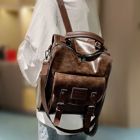 Женский рюкзак из искусственной кожи, женский модный рюкзак, брендовая дизайнерская винтажная сумка на плечо, школьная сумка, рюкзак, рюкзак