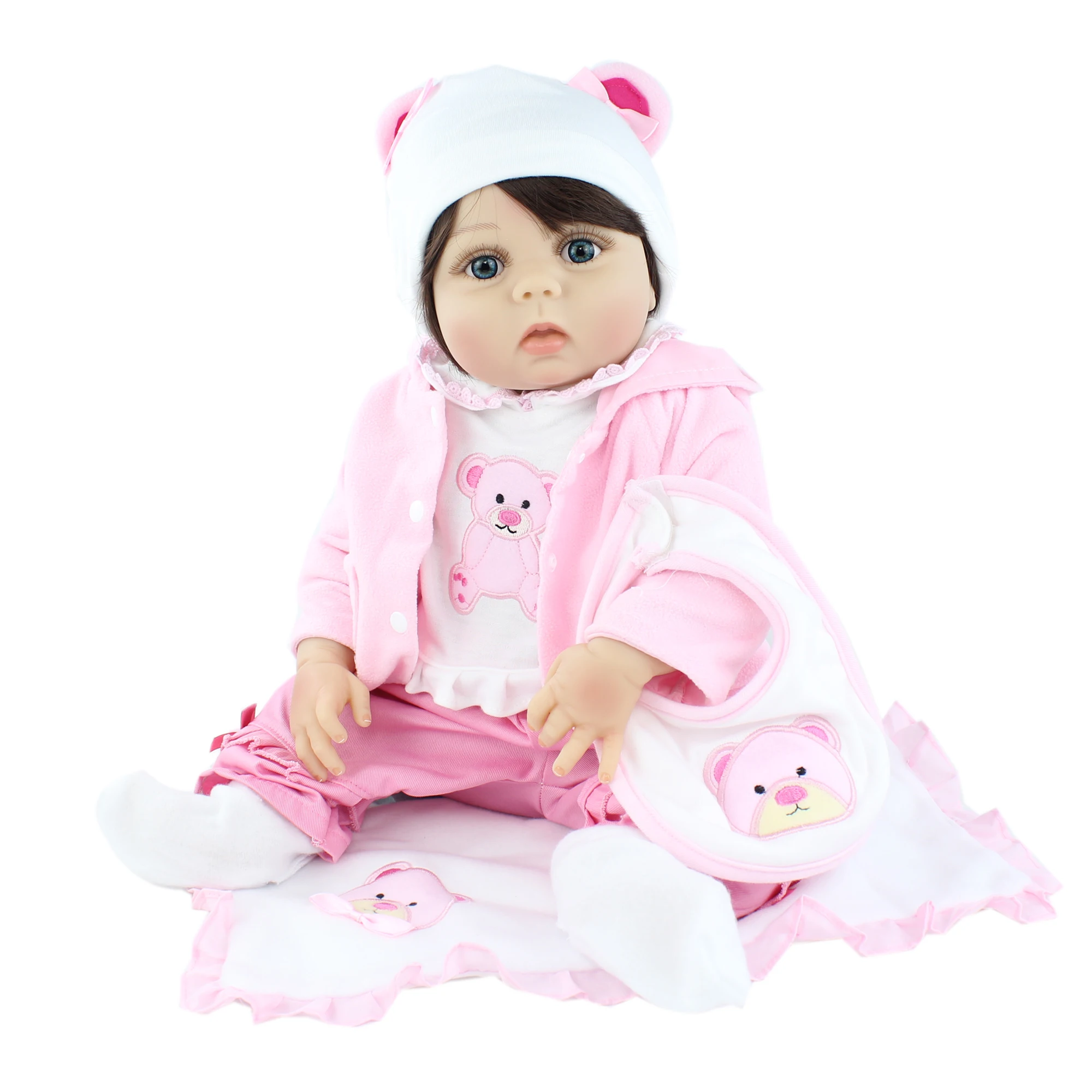 55 см полный силиконовый корпус Reborn Baby Doll для девочек мягкая виниловая