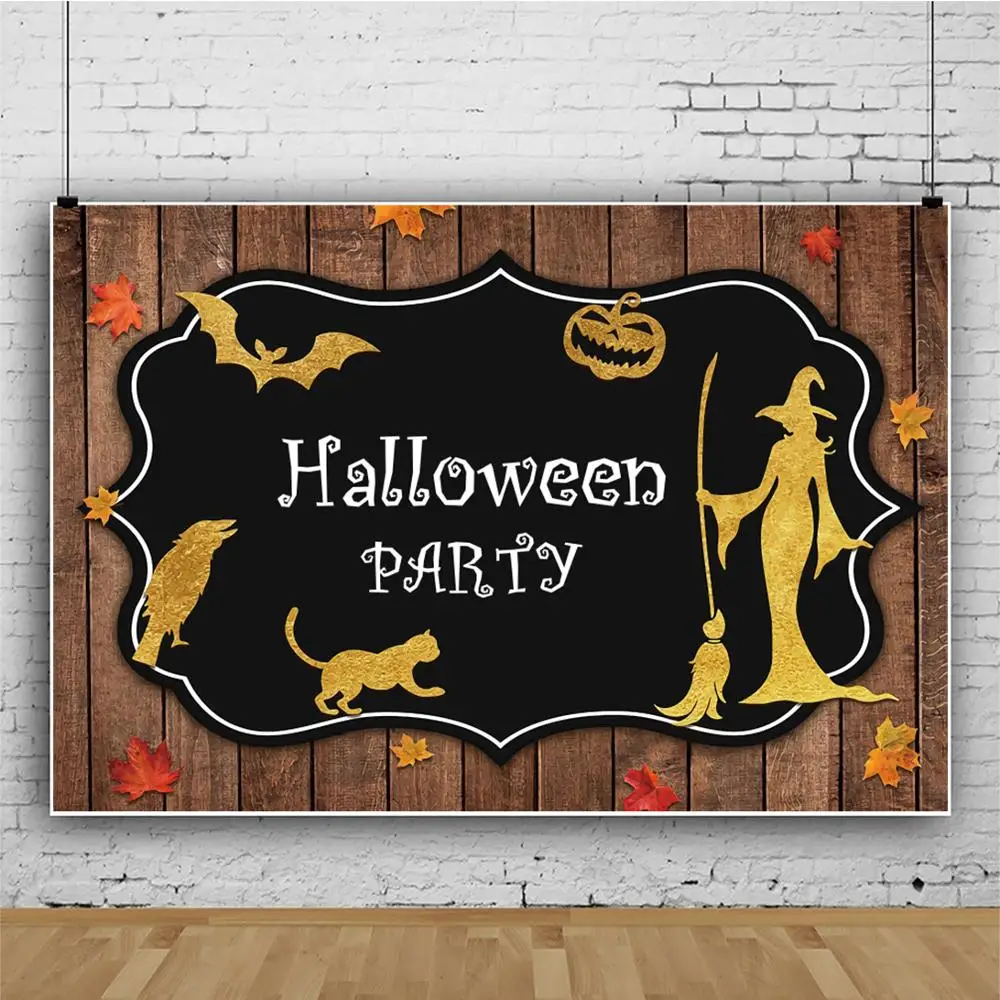 Хэллоуин осень ведьма Винтаж деревянная доска метла ребенок день рождения фон