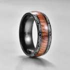 Новая мода 8 мм мужское черное кольцо из нержавеющей стали Гавайский КоА деревянная инкрустация Купол Обручальное кольцо Свадебное женское кольцо ювелирные изделия подарок