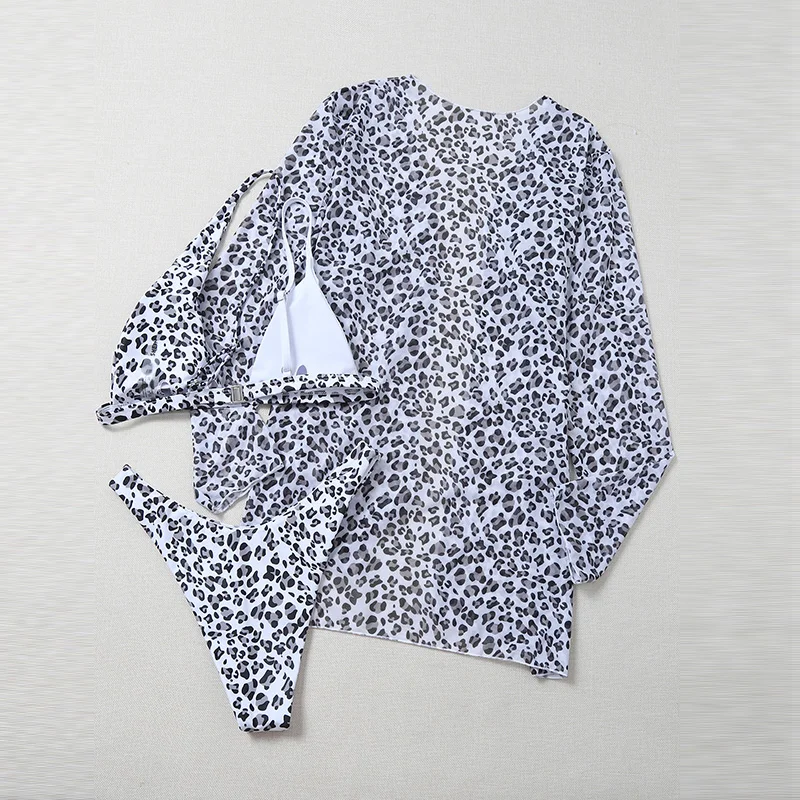 

Women Sexy Print Bikini Set High Waist Swimwear Three Piece Leopard One Shoulder Micro Swimsuit Push Up Beachwear Bathing Suits
