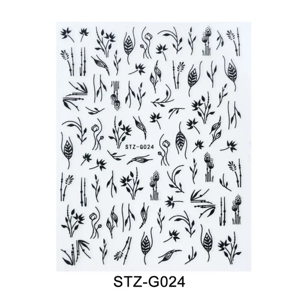 STZ-G024 Black 1 шт черные буквы для ногтей слайдер 3d стикер полоса лента фольга обертывание клейкие наклейки для дизайна ногтей маникюр декор LASTZG023-031-1 - Цвет: STZ-G024 Black