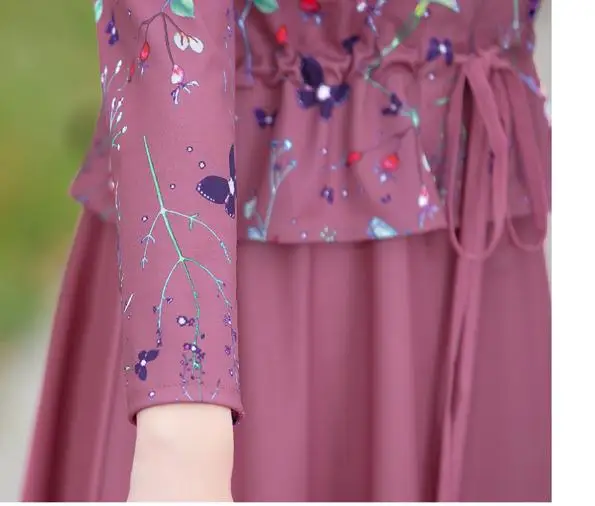 

2020 Women in Summer with New style fashion Long sleeve round collar Chiffon dress