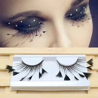 1 pair personality feathers exaggerate false eyelashes stage catwalk art fake eyelashes 100 handmade eyelash extension tool