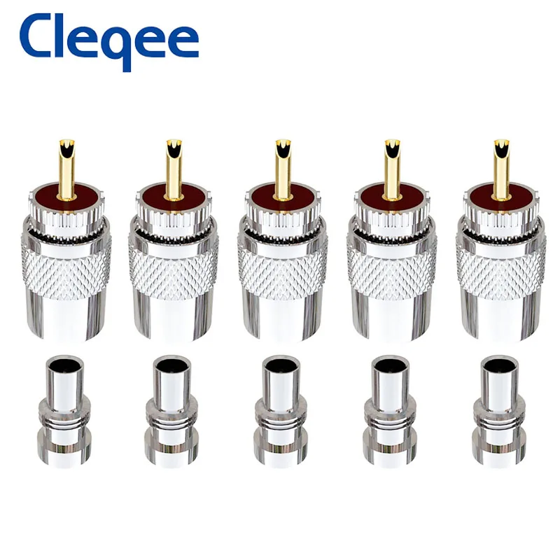 Cleqee 10 шт. UHF штекер PL259 разъем для припоя с редуктором коаксиального кабеля RG8 RG213