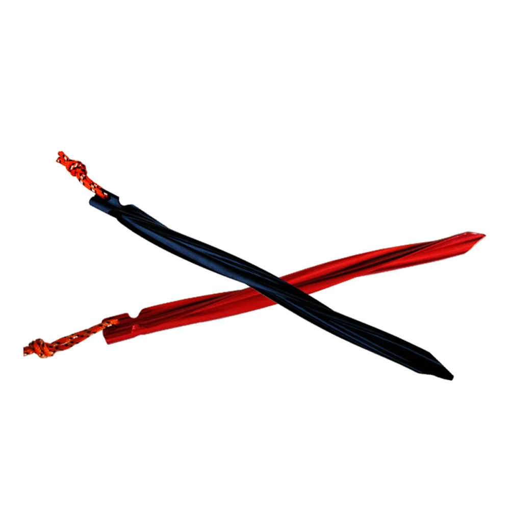 

6PCS 25cm Tent Stakes Shape Tent Pegs with Reflective Cords (Red)