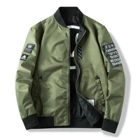 men bomber jacket slim male wear casual windbreaker man pilot jacket with patches green thin mens coat outwear clothingza267
