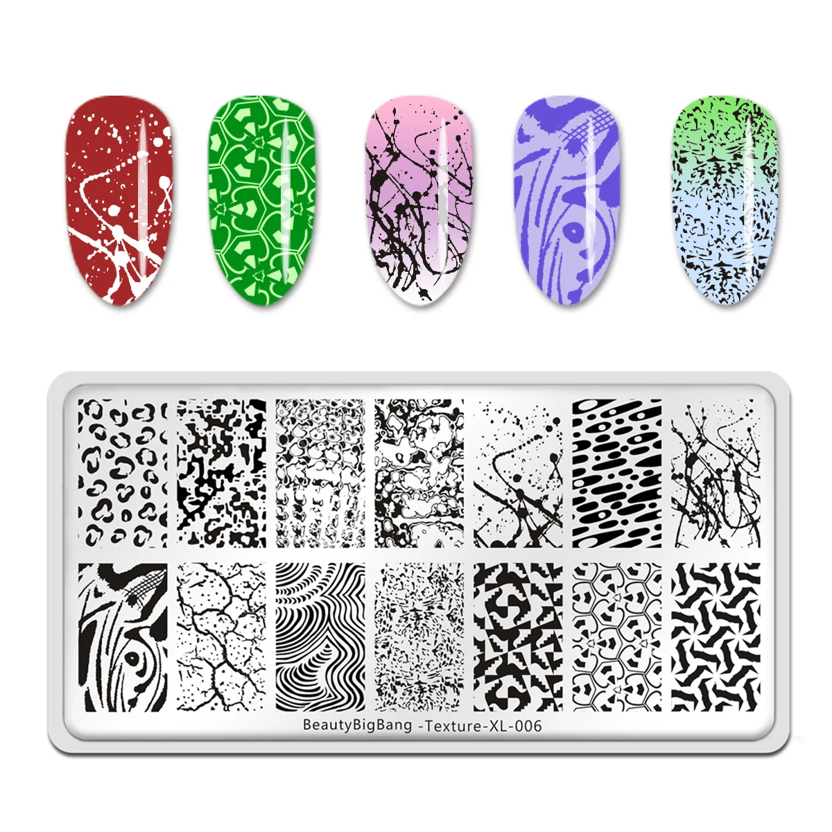 

Beautybigbang Nail Template Manicure Stencil Tool Stamping Plate DIY Abstract Impressionism Pattern Nail Art Image Texture 006