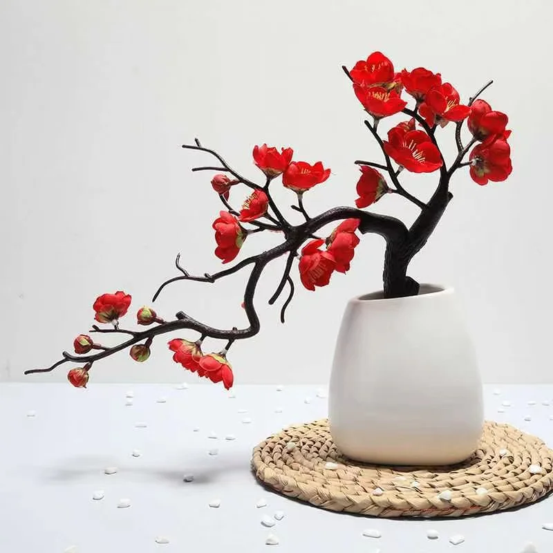 Artificial Cherry Blossom Plum Silk Material For Home Wedding Flowers Diy Decoration Home Bedroom Fake Flowers Decoration