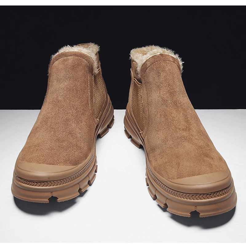 Мужские зимние теплые ботинки хлопковая обувь средней высоты модные мужские