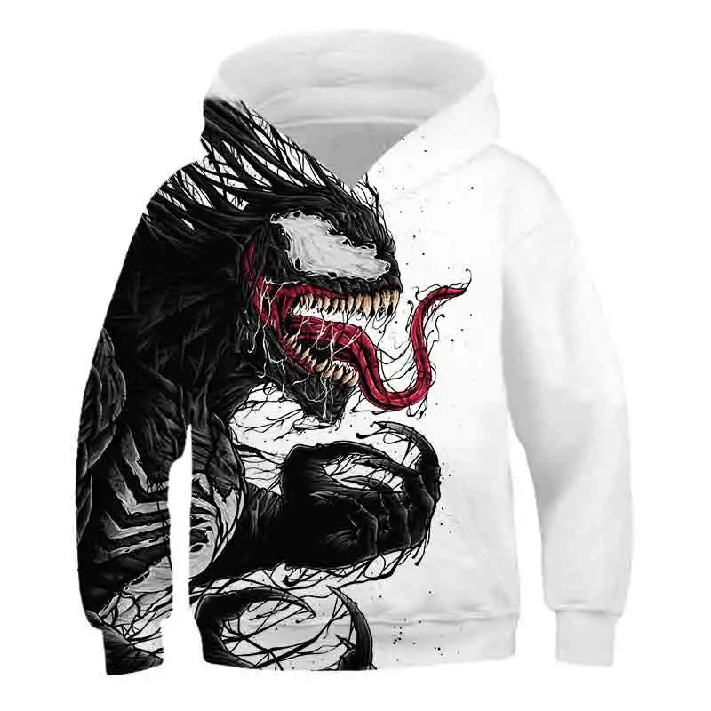 

Spring and autumn casual children's clothing sports hoodies boys and girls long-sleeved pullover 3D venom printed casual sweate