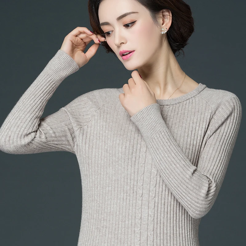 

New Elegant Women Autumn Winter pullover bottoming sweater all-match o-neck sweater top