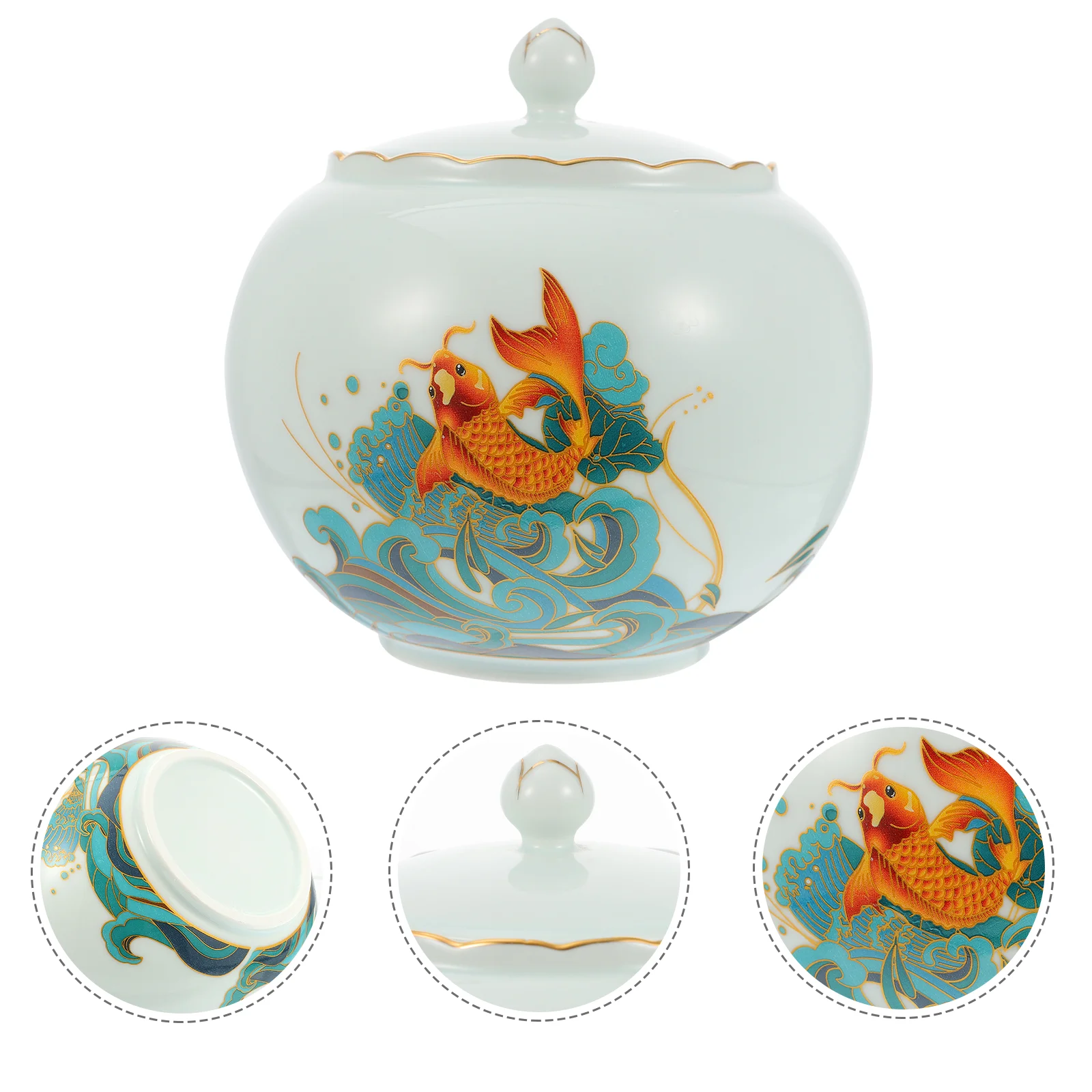 

1pc Premium Ceramic Tea Canister Retro Ceramic Tea Caddy Ceramic Tea Tin