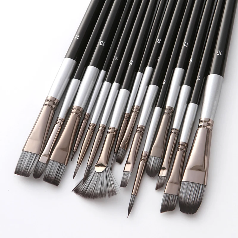 15 шт./компл. набор нейлоновых художественных кистей палитра ножей губки с чехлами